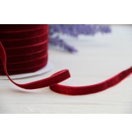 Стрічка оксамитова 1,0 см "бордо рулон 45 метрів