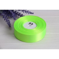 Лента атласная 2,5 см  рулон   32,5 метра  салатовая