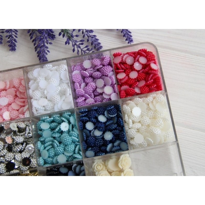 Кабошон "Кругла квіточка" 10 мм чорна 250 грамів