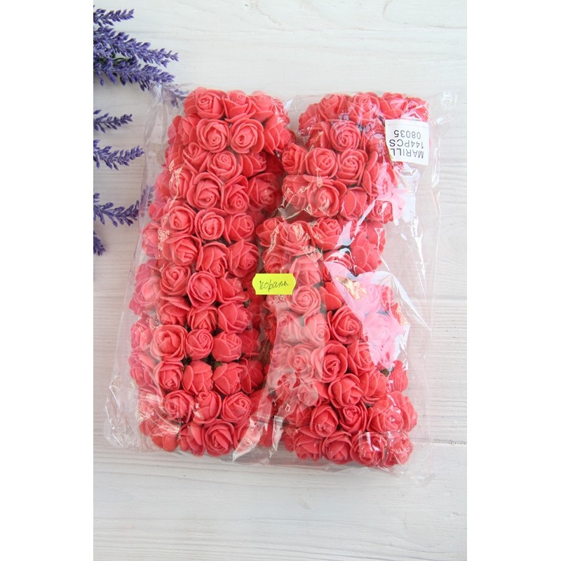 Розы 2,0 см , коралловые           144 шт