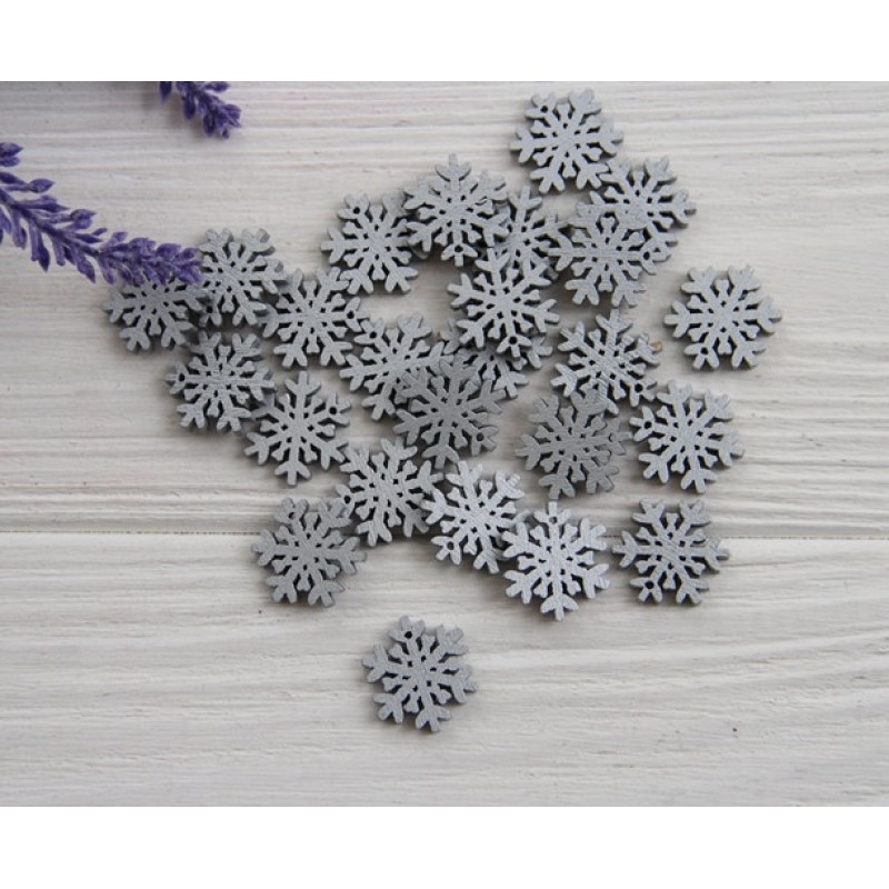 Дерев'яний Декор "Сніжинка" срібло 20 шт