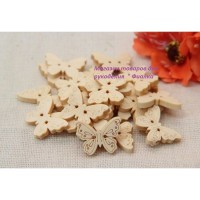 Гудзик " Метелик" дерев'яна, натуральний колір 10 шт.