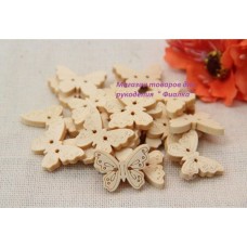 Гудзик " Метелик" дерев'яна, натуральний колір 10 шт.