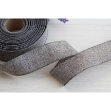 Стрічка котонова 3,8 см " Однотонна", темно-сіра 11 метрів