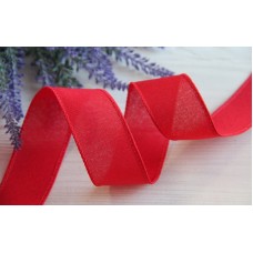 Стрічка котонова 3,8 см " Однотонна",  червона  5 метрів