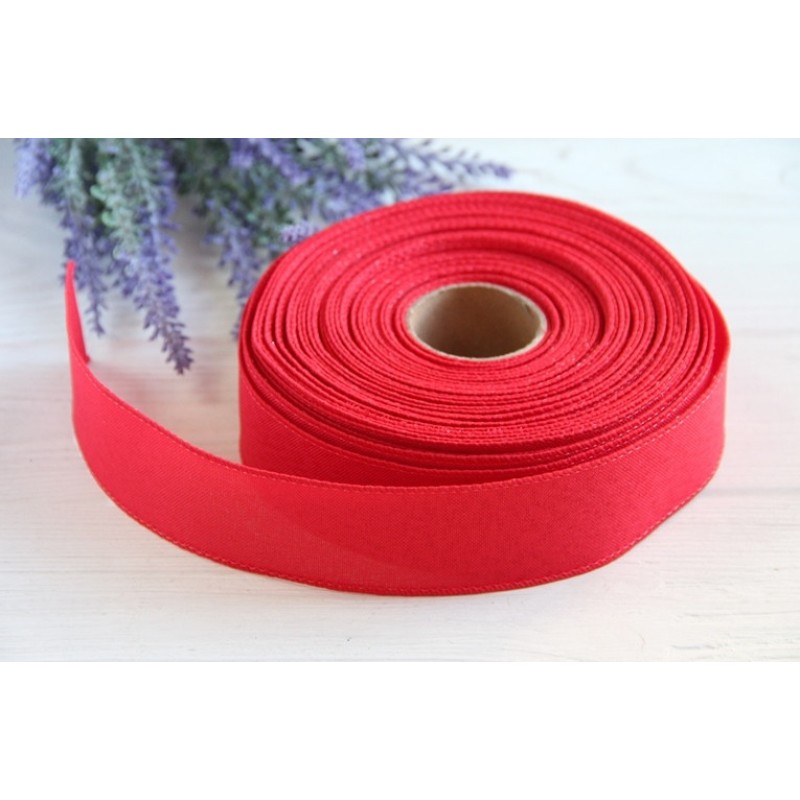 Стрічка котонова 3,8 см " Однотонна",  червона  5 метрів