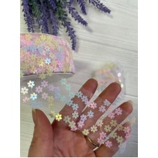 Сетка с цветами " 4,0 см "  пастель    ,    рулон 22,5 метров