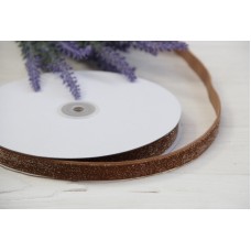 Стрічка оксамитова з люрекосм  " 1,5 см" світло коричнева 18-20 метрів