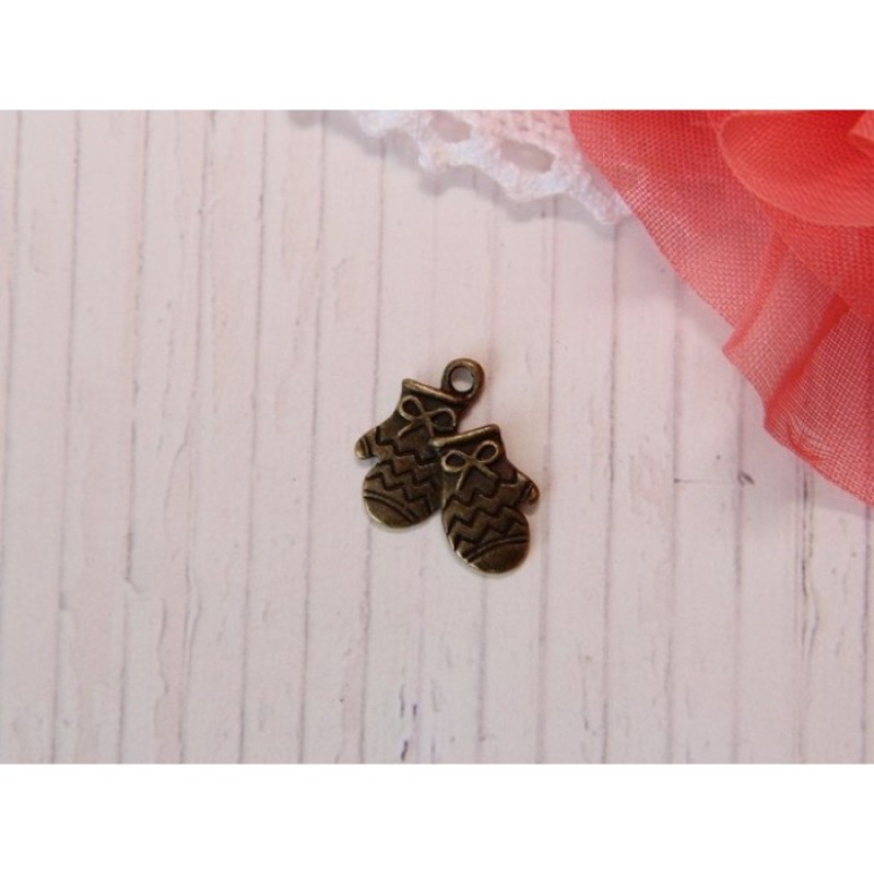 Підвіска металева " Рукавички " бронза 10 шт