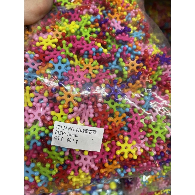 Бусины микс   " Снежинки 15 мм "      500 грам
