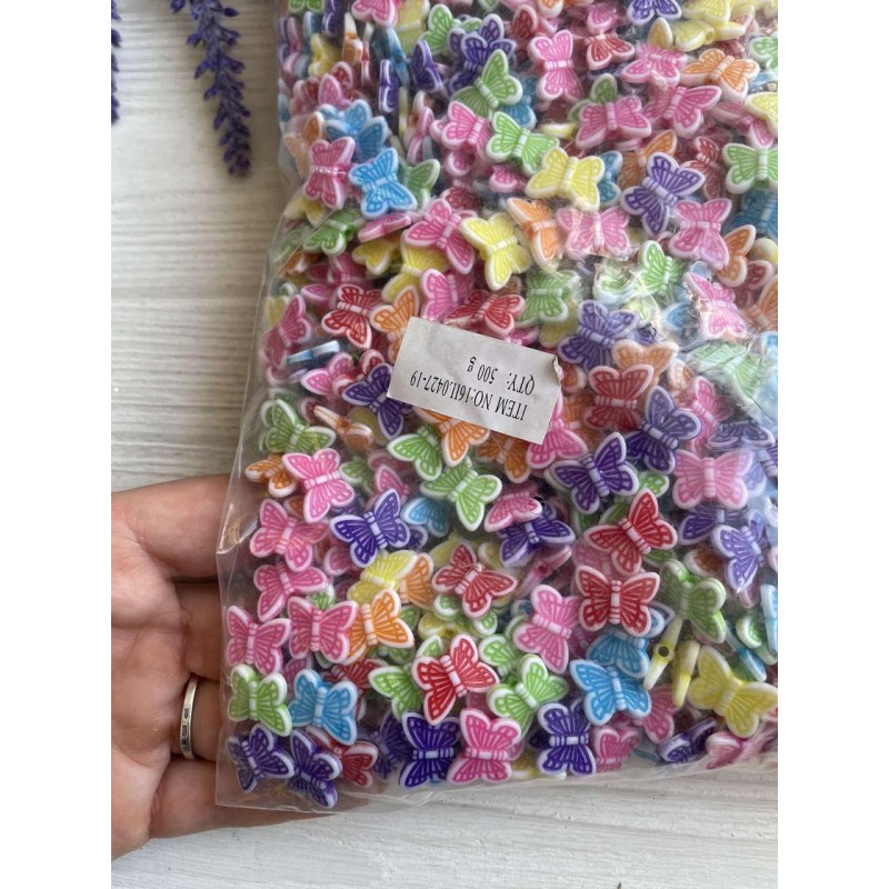 Бусины микс   " Бабочки  "      500 грам