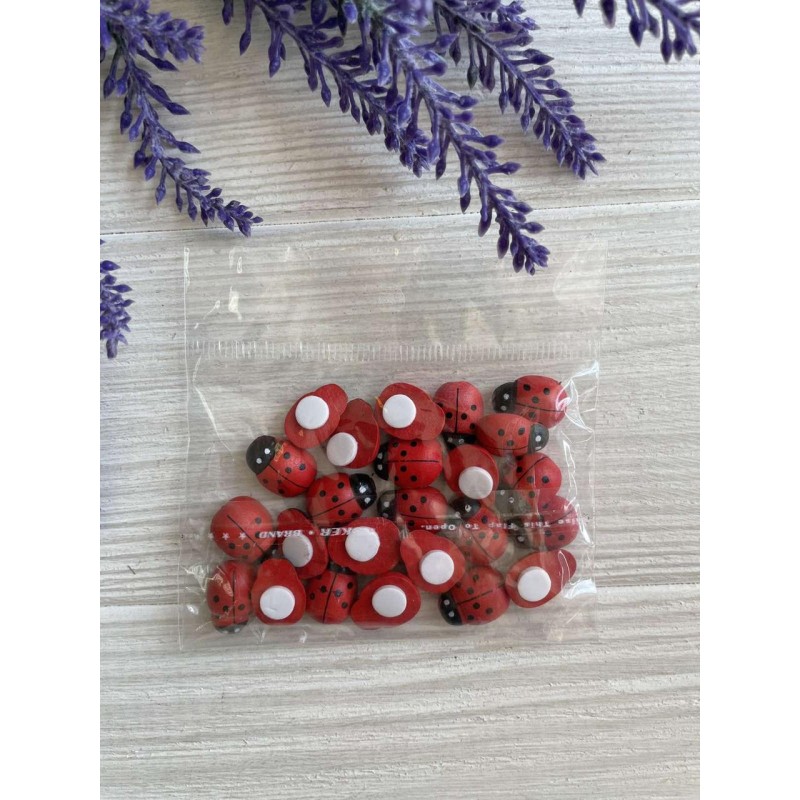 Божьи коровки  деревянные 1,2 * 0,9 см      УПАКОВКА  24  шт