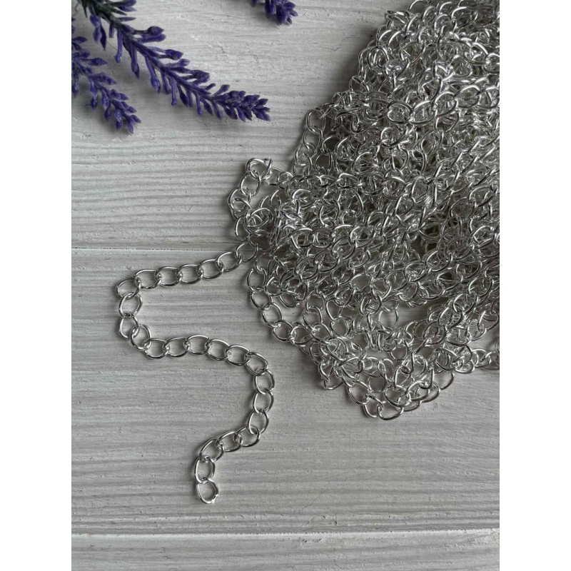 Ланцюжок 10 * 7  мм  світле  срібло  50 см