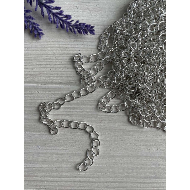 Ланцюжок 10 * 7  мм  світле  срібло  50 см