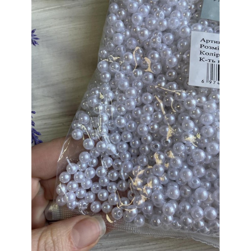 Бусини круглі " Перли  " 6 мм білі 500 грам