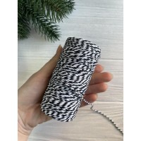 Шнур хлопковый " Двухцветный "  , белый с черным   МОТОК 100 метров
