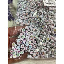 Бусины  " Алфавит Круглые   "  цветные     500 грам