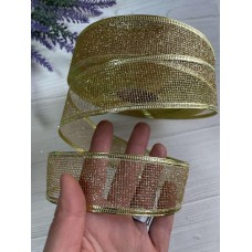 Стрічка " Сітка М22 " 3,8 см золото,  12 метрів