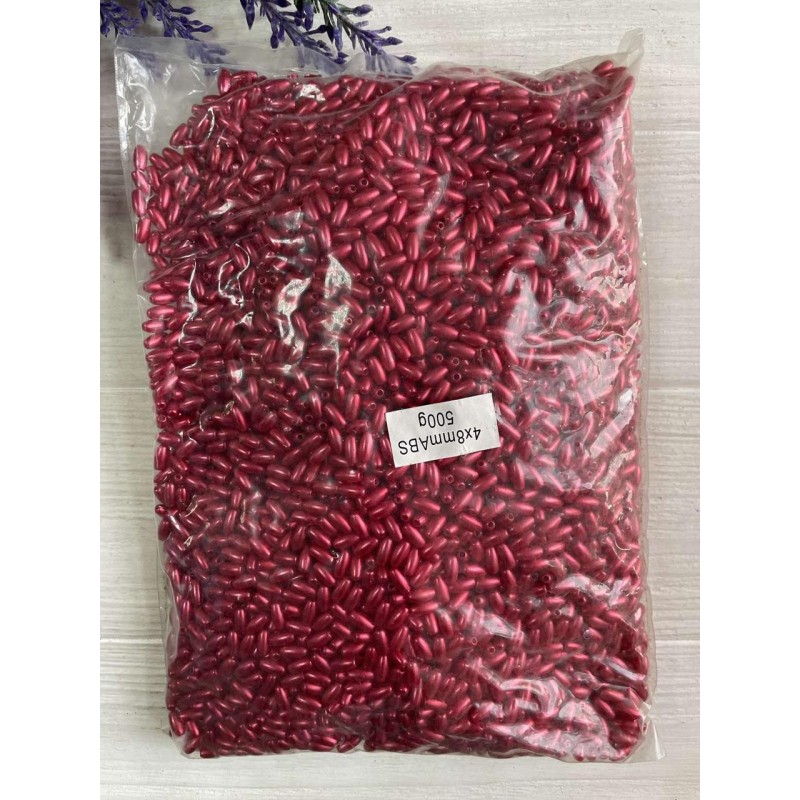 Бусины "  Рис  "  красные         500 грамм