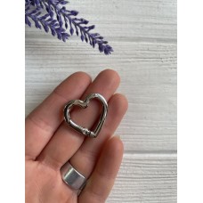 Кольцо самозажимное ЛЮКС   " Сердце   "   серебро    1 шт