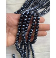 Намистини " Рондель 8 мм " кришталь  ,  темно сірі АВ   нитка 60-68  шт