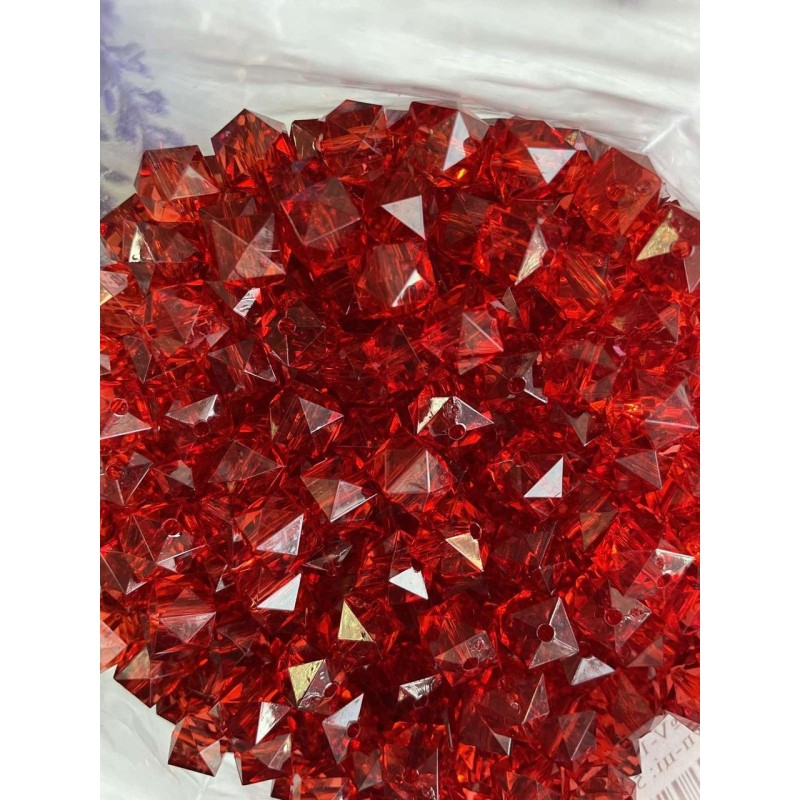 Намистини " Куб кришталевий" 10 мм, темно червоний  500 грамів