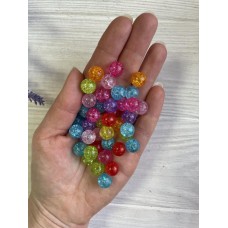 Бусины  "  Битое стекло № 2 "    10 мм ,  микс     500  грамм