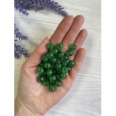 Бусины  "  Битое стекло № 2 "    10 мм ,  темно зеленые     500  грамм