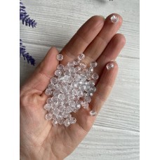 Бусины круглые " Хрустальные  "    4  мм ,  прозрачные      500 грамм