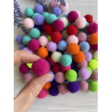 Помпоны нейлоновые "  ЛЮКС 2 см "   , микс  100 шт