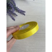 Стрічка атласна 1,2 см жовта рулон 32,5 метра