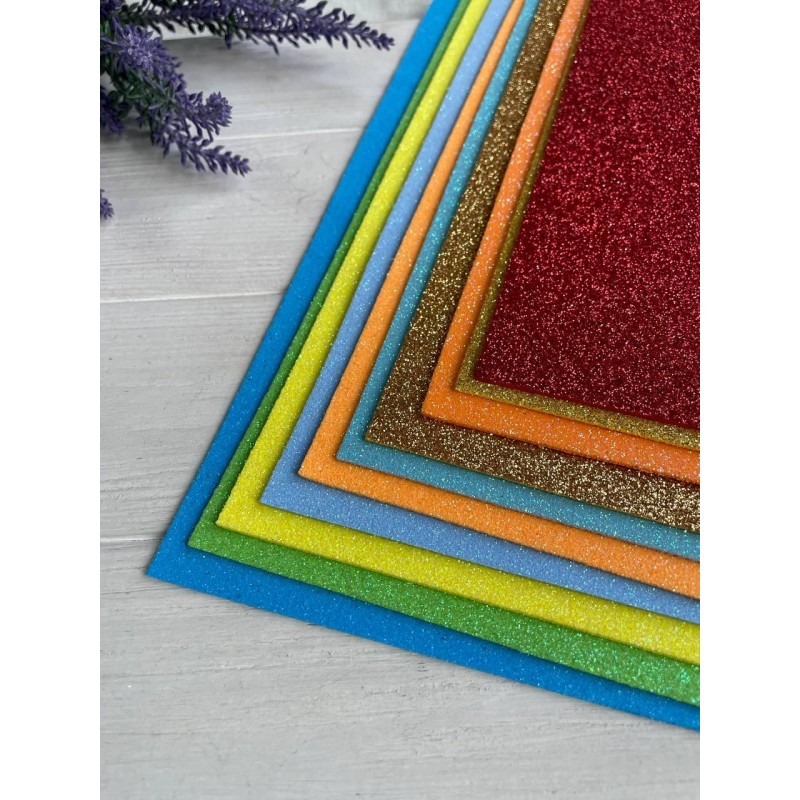 Фоамиран с глиттером    20*30 см  , микс         10 листов