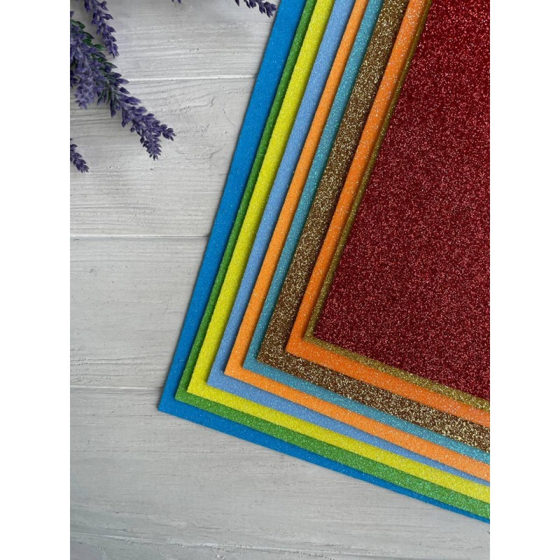 Фоамиран с глиттером    20*30 см  , микс         10 листов