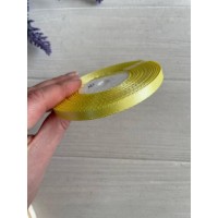 Стрічка атласна 0,6 см рулон 32,5 метра світло жовта