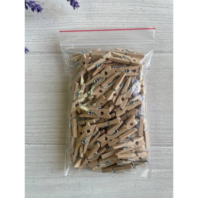 Прищепки деревянные   2,5 * 0,8 см  , Натуральный цвет  100 шт