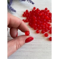 Бусины матовые "  Лед "    8 мм ,  красные       500 грамм