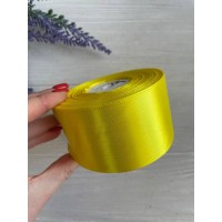 Стрічка атласна 5 см рулон 32,5 метра жовтий