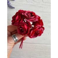 Розы на ножке " Меланж С30295 "  темно красные     48 шт