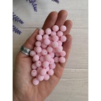 Бусины с пупырышками круглые " Ежевика № 2   " 10 мм  светло розовые     500 грам