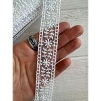 Мереживо органзове " D30104 "     , натурально біле    рулон 15 ярдів