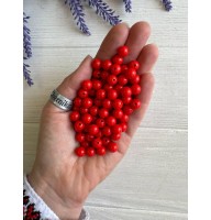 Намистини  круглі акрилові  " С06508 " класичний червоний  8 мм 500 грамів