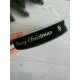 Лента бархатная " Merry Christmas 2,5 см "  ТЕМНО ЗЕЛЕНАЯ         рулон 45 метров