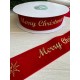 Лента бархатная " Merry Christmas 4 см "  КРАСНАЯ        рулон 45 метров