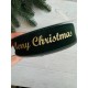 Лента бархатная " Merry Christmas 4 см "  ТЕМНО ЗЕЛЕНАЯ         рулон 45 метров