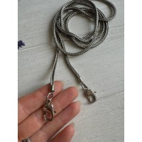 Комплект Цепочка  с карабином  № 15 ,  серебро      120 см