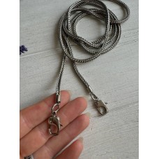 Комплект Цепочка  с карабином  № 15 ,  серебро      120 см