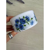 Репс    " Васильки  "     4 см       рулон 25 ярдов