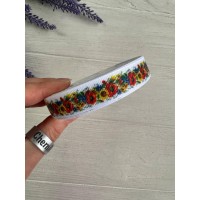 Репс  " Маки , васильки и подсолнухи 1.5 см "     рулон   22,5 метра