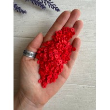 Бусины  плоские 6 мм каучук , красные    500 грам