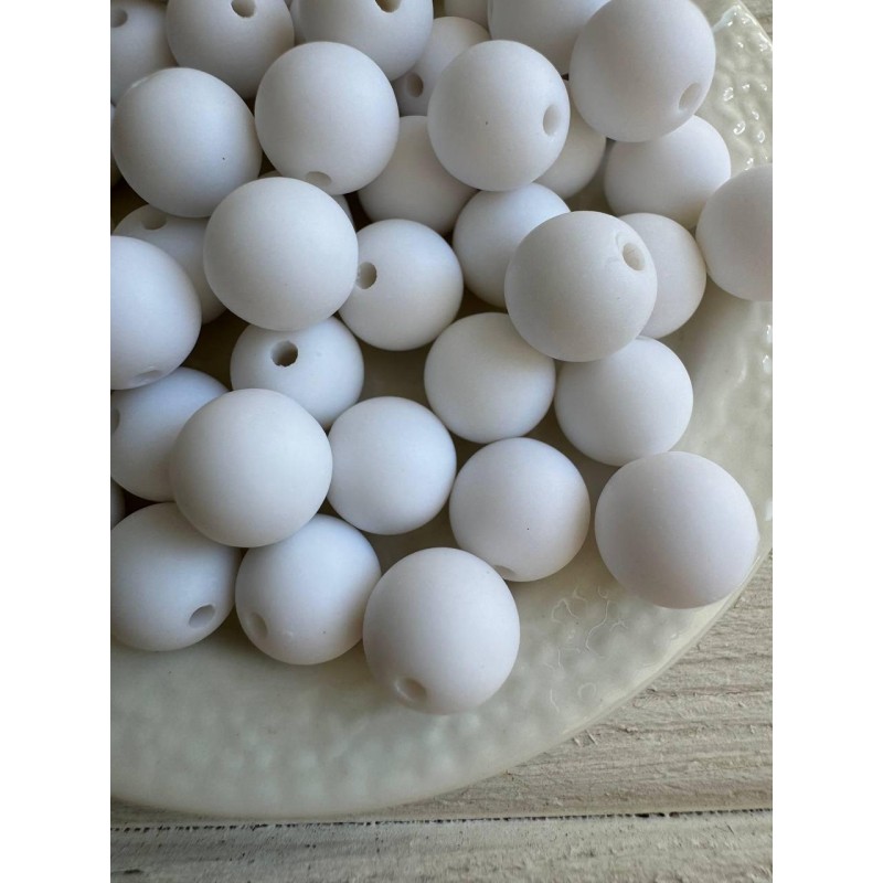 20 грам намистини круглі  " Акрил матовий С09010 " 10 мм білий